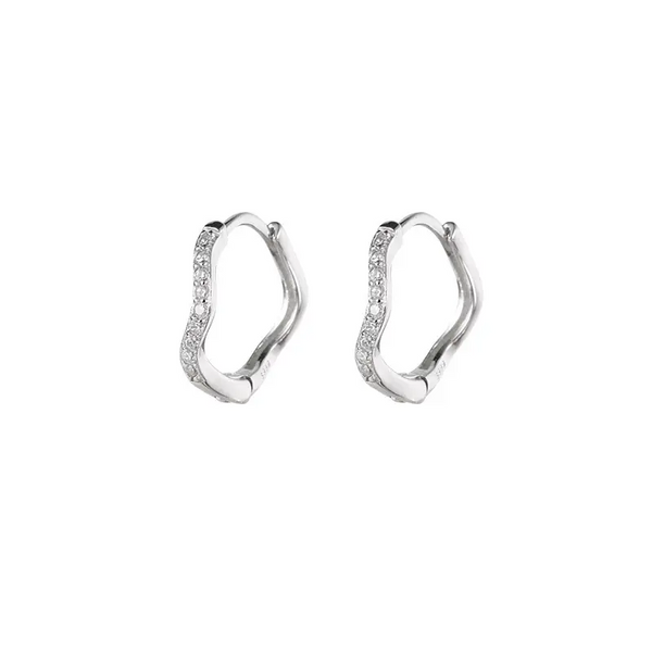 3 St Set Creole  – Wellen-Design - Zirkonia, 925 Silber Look (6/8/10 mm)