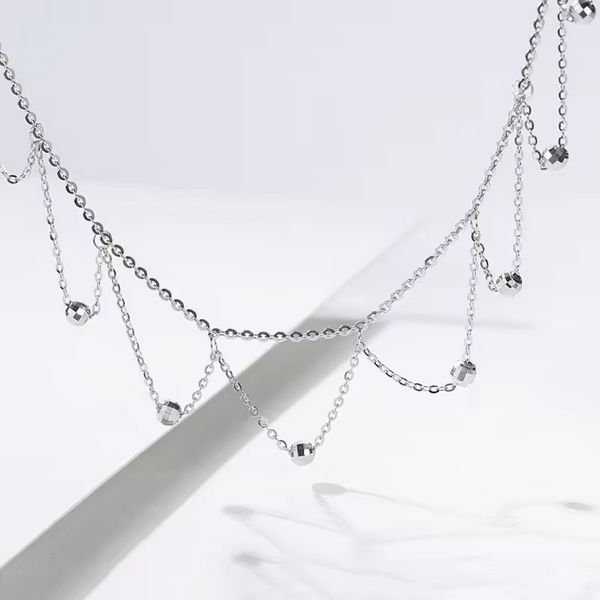 Halskette, glänzender Choker mit Kugeln, 925 Sterling Silber, Damenkette