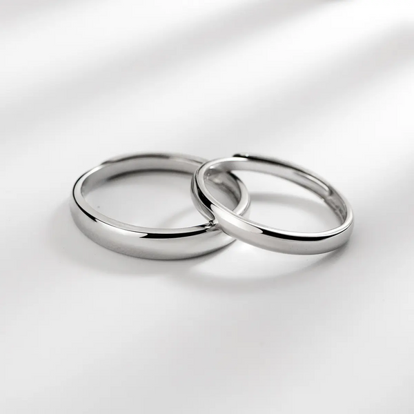 Klassische Rinde 925 Sterling Silber Partnerringe Set – Schlicht & Elegant
