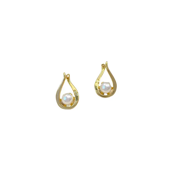 Creole - Ohrringe Silber 925 mit Perle – Tropfenform