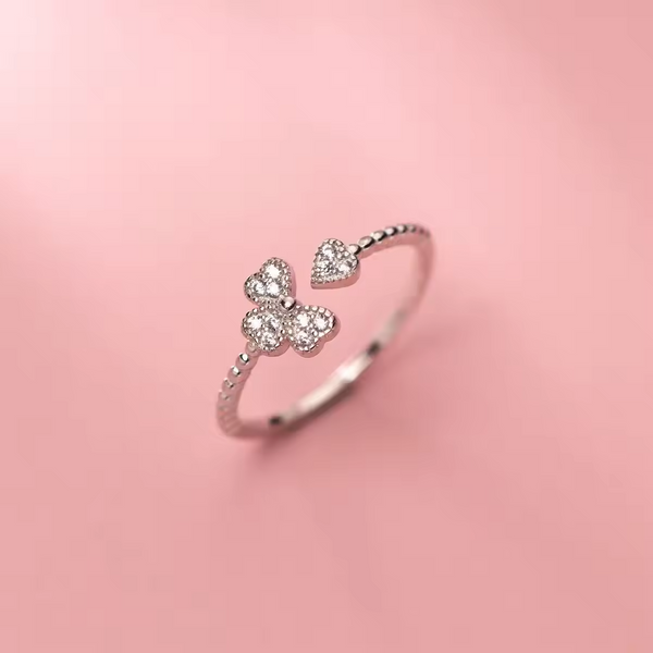 Damen-Ring Herz Schmetterling, Silber 925 mit Zirkonia, Größe Verstellbar