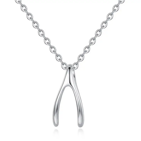 Silber 925 Design Halskette mit Wunschknochen-Anhänger /40–44 cm