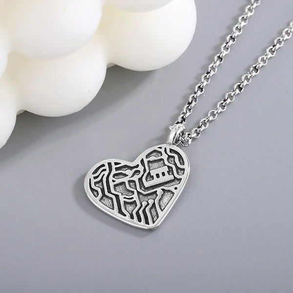 Halskette Herz Sterling Silber 925 Geschwärzt Damen Mädchen kette