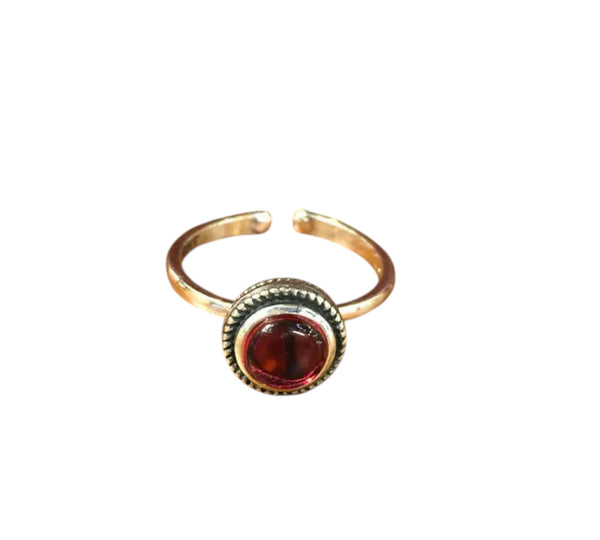 925 Silber Damenring mit rotem Vintage-Stein – Verstellbar & Elegant
