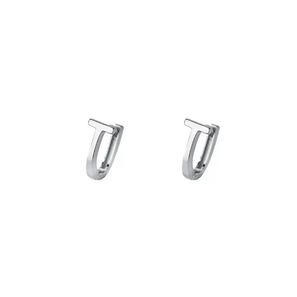 925 Silber Creole Ohrstecker – Geometrisches T-Design, minimalistisch & modern