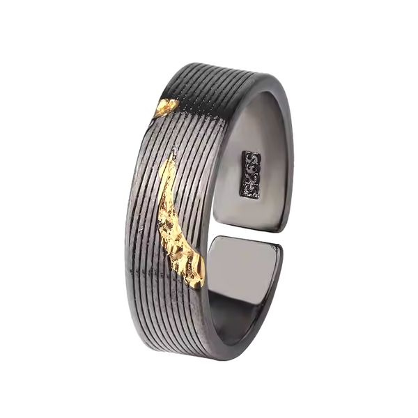 Stylischer Damen- Herrenring Schwarz und Glatt 925er Silber – Ozeanische Eleganz