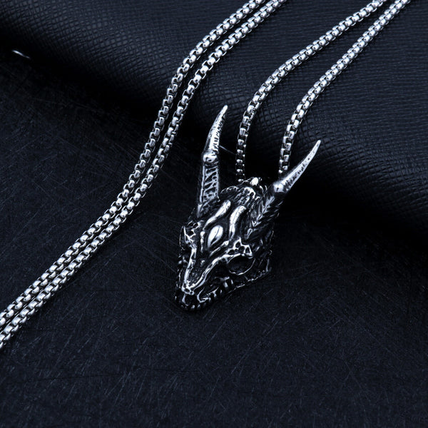Halskette, Kette, silber, Schmuck Retro Long Horned Warcraft Mons
