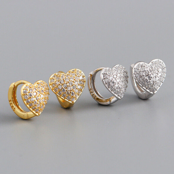 Damen Ohrringe Herz Creolen echt 925 Silber Elegante Creolen Zirkonia