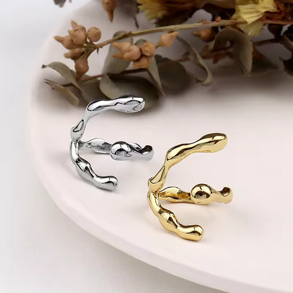 Größenverstellbarer Ring, 925 Sterling Silber, Gold-Silber