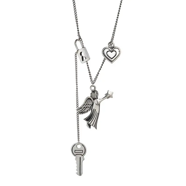 Schutzengel-Kette – Engel mit Stern + Liebessymbole
