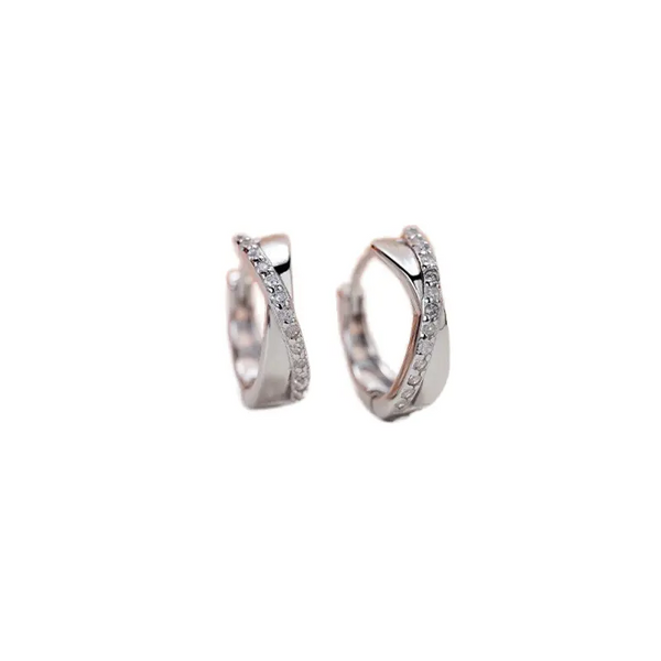 Sterling Silber 925  Creolen mit Zirkonia – Reihen - Elegantes Design