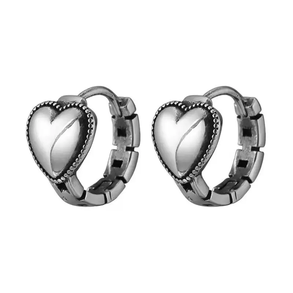 Creolen Herzdesign 925 Sterling Silber – Liebevoll & detailreich- Geschwärzt