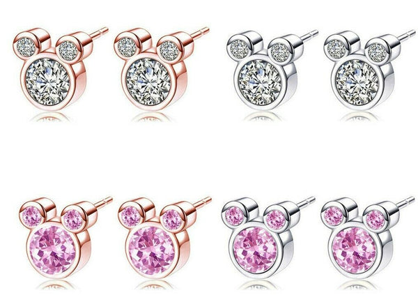 Mickey Mouse Ohrringe Silber Zirkon Kinder Ohrstecker Damen Disney