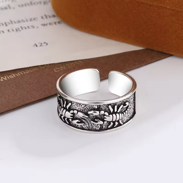 Damen- und Herrenring, Silber 925, Krebs-motiv, größenverstellbar
