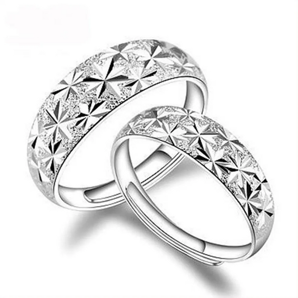 Sterling Silber 925 Partnerring-Set mit funkelndem Diamantschliff-Design