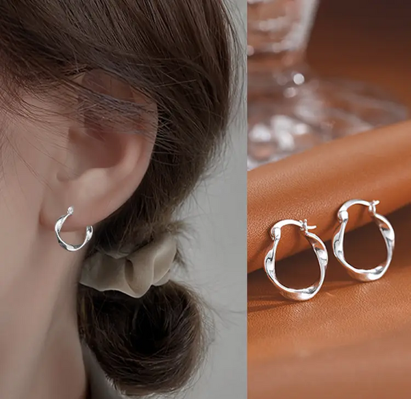 Creolen verdreht Sterling Silber 925 Ohrringe Gold-Silber Damen Kreolen