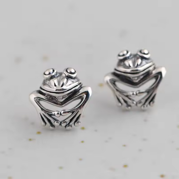 Damen Ohrstecker, Frosch, Sterling Silber 925, Ohrringe.