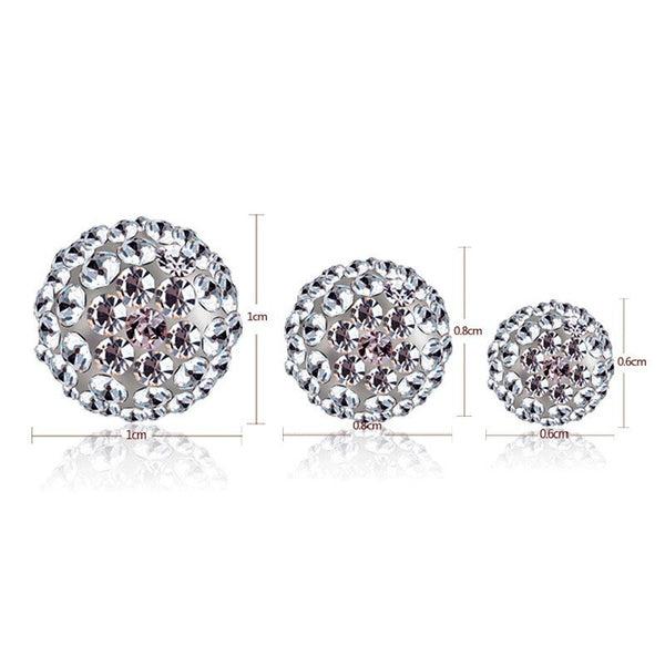Ohrringe Silber 925 mit funkelndem Strass – Shamballa Ball, 6-8-10 mm
