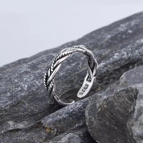 Damen Rring verdreht, Sterling Silber 925, Geschwärzt  größenverstellbar
