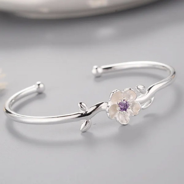 Armreif Kirschblüte Blume Sterling Silber 925 Zirkonia Armband