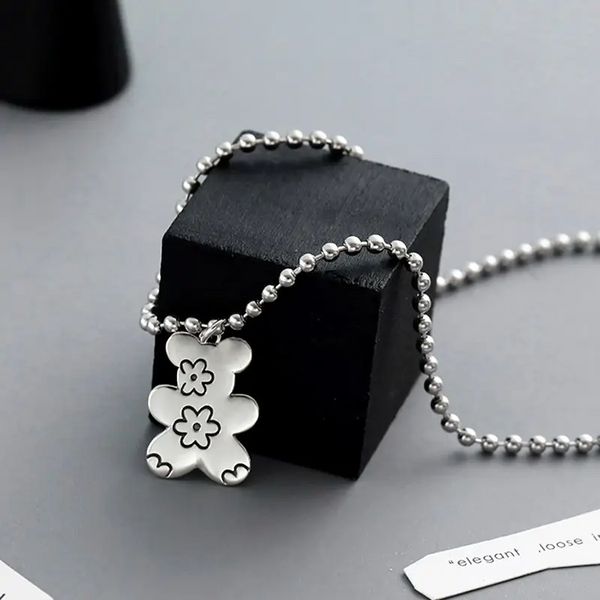 Halskette mit Anhänger Bär Motiv, Sterling Silber 925 Damen Mädchen Kette