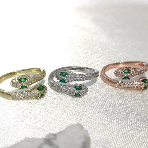 Schlangen Ring Sterling Silber 925 Zirkonia Damenring, Größenverstellbar
