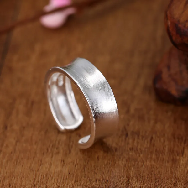 Breiter 6mm Ring aus 925 Silber – Verstellbar, Handgefertigt, Matt gebürstet,
