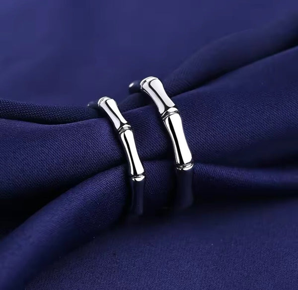 Damen Herren Bambus-Design Partnerringe | Elegantes & zeitloses Set" 💍✨