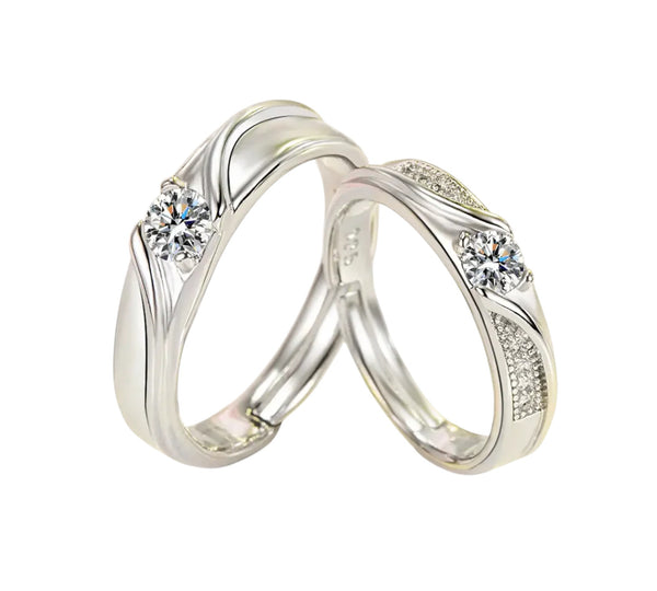 925 Sterling Silber Partnerringe | Eheringe mit Zirkonia & Strass