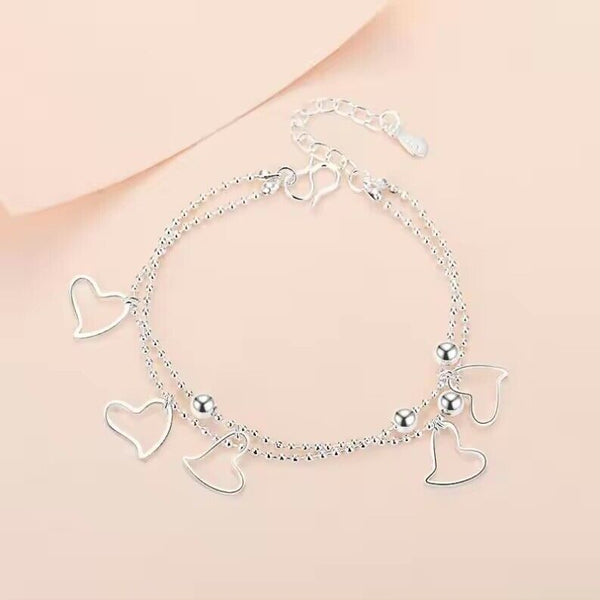 Herzen Armband Sterlingsilber 925 kette Damen Armkette 15+3 cm