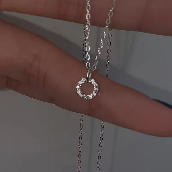 Damen Halskette mit Kreis 6mm-Anhänger, Zirkonia, Silber 925