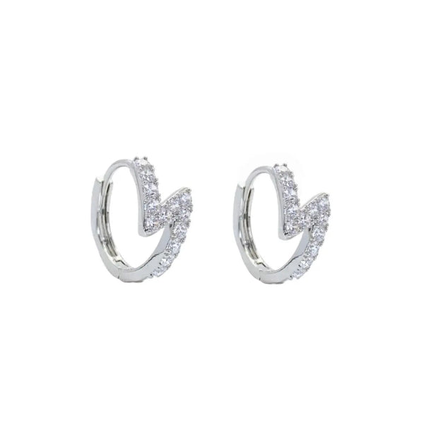 Creolen 925 Silber mit Zirkonia – Blitz-Design – Damen Ohrringe Z