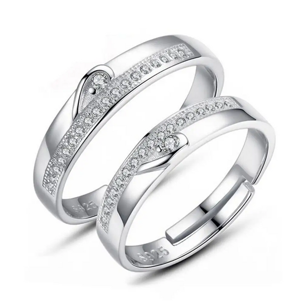 Love Herz Sterling Silber 925 Partnerringe - Herzschlag-Design Zirkonia Liebe
