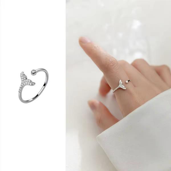 Ring m. Fisch-Motiv, Sterling Silber 925, rote Mädchenring, Größe wählbar