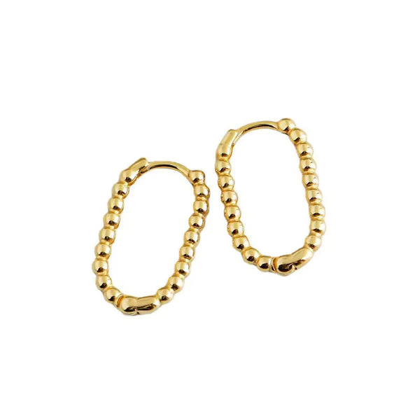 Ovale Creolen 925 Silber – Kugel-Design – Silber & Gold – Damen Schmuck