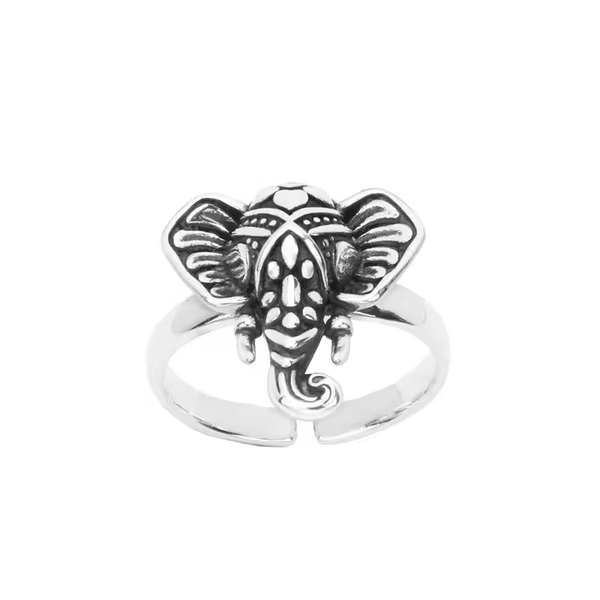 Elefanten Damenring – 925 Sterling Silber, Geschwärzt, Größe wählbar