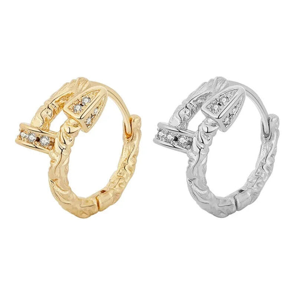 Creolen Pfeil Silber 925 Zirkonia Damen Paar Ohrringe Gold-Silber