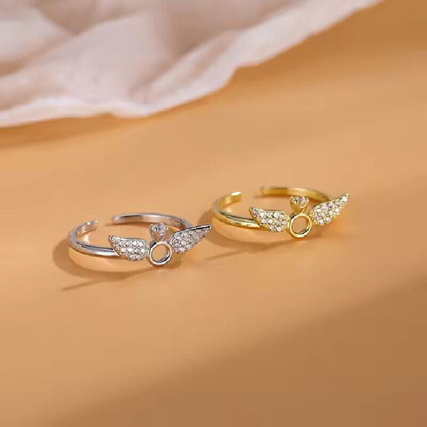 Damenring m.kleinem Engelsflügel Sterling Silber 925 Zirkonia größenverstellbar