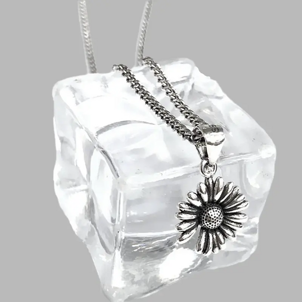Halskette Blumen Sterlingsilber 925 Geschwärzt Damen Mädchen Kette