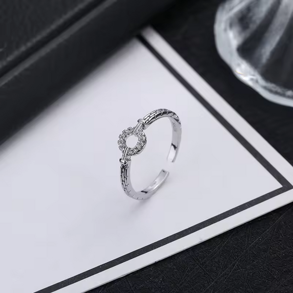 Damen Ring im Kreis-Ketten-Look, Größe verstellbar, Sterling Silber 925 Rund