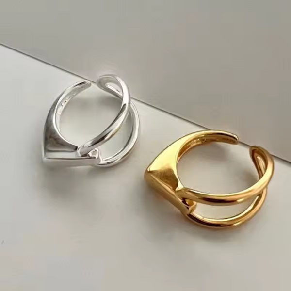 Schöner Damenring, Sterling Silber 925, Gold-Silber, größenverstellbar.