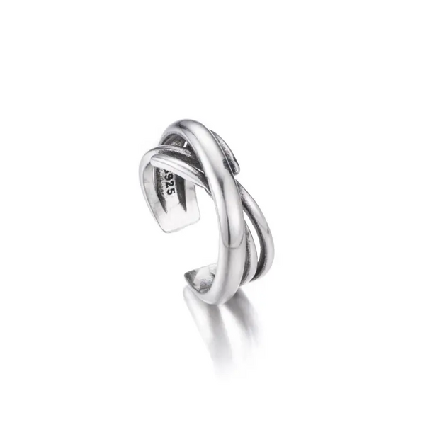 Damenring aus 925 Silber – Verstellbar, Modernes Design mit Überkreuzung