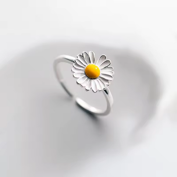 Ring m. weißer Frühlingsblume, Sterling Silber 925, Blume-Weiß, Größe wählbar
