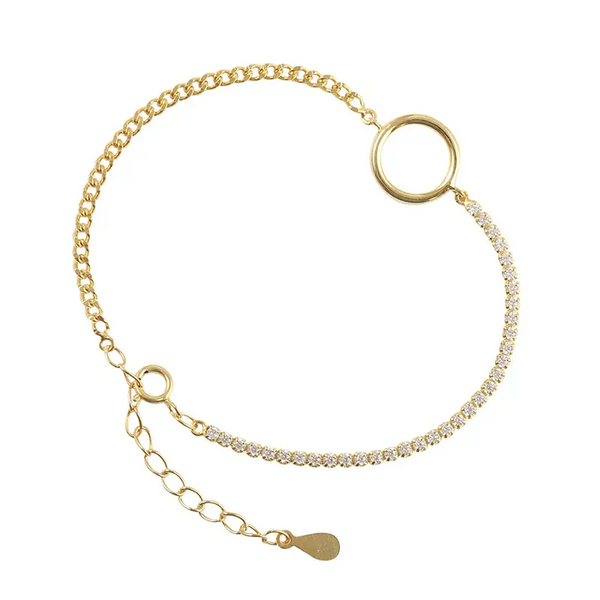 Armband mit Zirkonia Silber 925 – Modernes Design in Silber-Gold-Optik