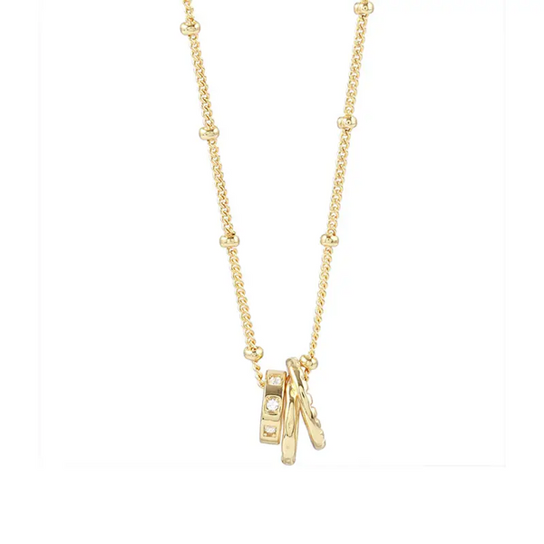 Minimalistische Kette – 3 Ringe in rundem Design, vergoldet