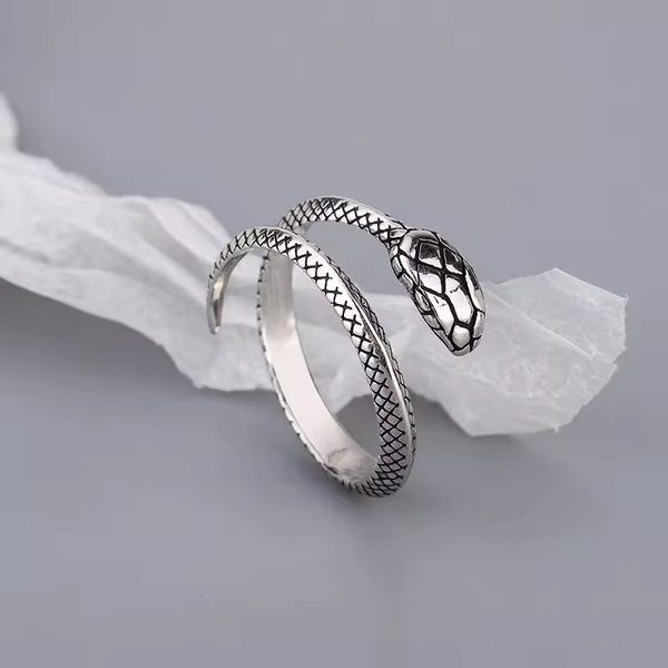 Ring mit geschwärzter Schlange, Sterlingsilber 925, wählbare Größe.