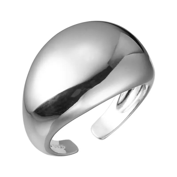 925 Silberring mit Modernem, Breitem Design und Hochglanzpolitur