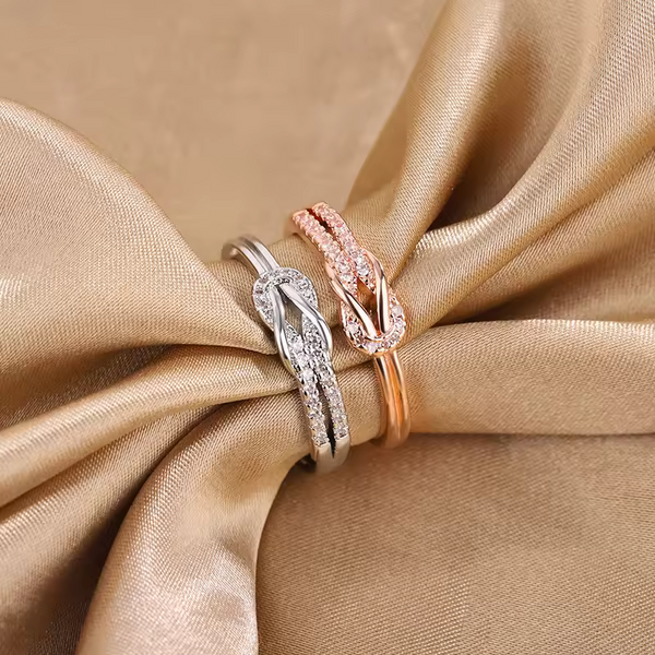 Damen ring mit geknotetem Diamant muster, Sterling-Silber 925, Offen