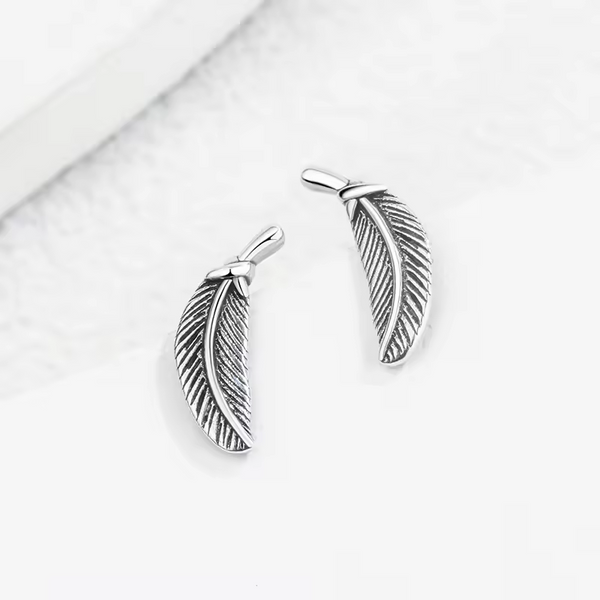 Damen Ohrringe Feder echt Sterling Silber 925, Geschwärzt Damen Ohrringe