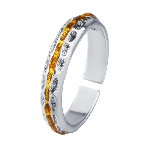 Damen Ring Sterling-Silber 925, Gold-Silber Größenverstellbar.